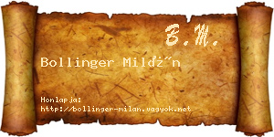 Bollinger Milán névjegykártya